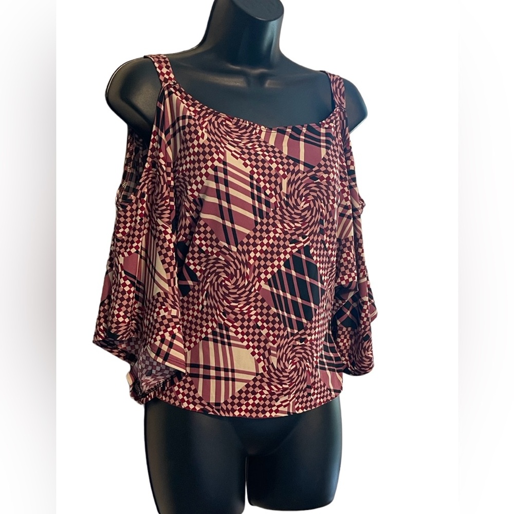 VTG Y2K 90s Rare Brand Seventeen Fashion Cold Shoulder With Bell Sleeves Top Med